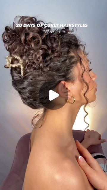 Short Curly Hairstyles Clips, Curly Hair With Clips, Short Curly Hair Updo Easy Natural Curls, Long Curly Hair Updo, Curly Wedding Guest Hairstyles, Clips For Curly Hair, Curly Hair Claw Clip Hairstyles, Hairdos For Short Curly Hair, Curly Hair Work Styles