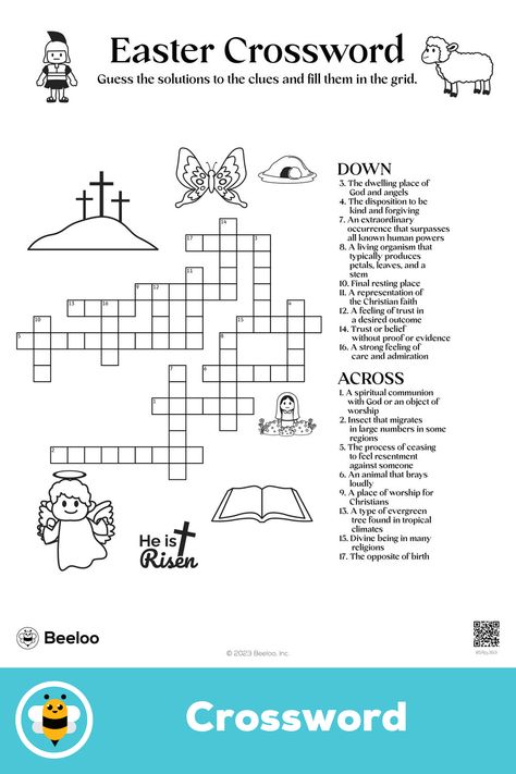 Advanced easter-themed crossword puzzle for kids ages 10 and up Easter Crossword Puzzle Free Printable, Easter Crossword, Catholic Easter, Easter Puzzles, Easter Worksheets, Easter 2024, Crafts And Activities For Kids, Puzzle For Kids, Easter Religious