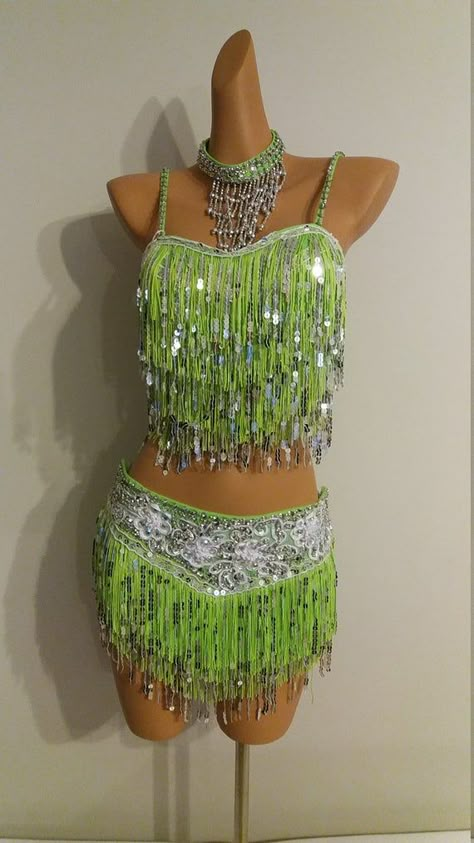 THE SAMBA SHOPLovely handmade Sequin / Beads short Skirt and matching Top, incl. with beads choker. 3-piece Set !Top / Bra have adjustable elastic, Skirt have Velcro to adjust the size ! ( See pictures )Perfect as a Samba or Dance competition Dress or for Clubbing an a night out !This listing is for :LIME GREEN Fringe / Beads Skirt + Top Set. Incl. beads Choker !  3-Piece Set !   ( Please see all pictures ! )We have many more colors of this gorgeous Skirt / Top Sets in stock, please browse in ou Samba Carnival Outfit, Brazil Carnival Theme Party Outfit, Brazilian Dancer Costume, Brazilian Theme Party Outfit, Brazil Carnaval Costume, Brazilian Samba Costume, Brazil Carnival Outfit, Rio Carnival Outfit, Carnaval Outfit Brazil