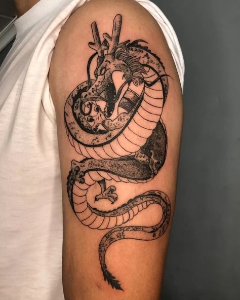 #dragonball #shenlong #anime #shenlongtattoo #dragonballtattoo #animetattoo #blackworktattoo Shen Long Tattoo, Dbz Tattoo, Japanese Dragon Drawing, Japanese Dragon Tattoo, Dragon Ball Tattoo, Dragon Illustration, Dragon Balls, Dragon Drawing, Anime Tattoos