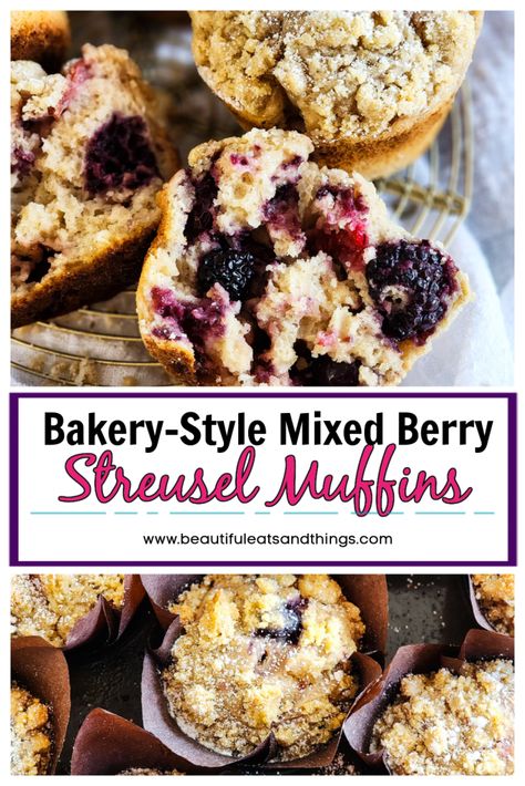 Berry Explosion Muffins, Mixed Berry Desserts Easy, Mixed Berry Muffins With Crumb Topping, Best Mixed Berry Muffins, Fresh Berry Muffins, Mixed Berry Muffins Fresh Berries, Mixed Fruit Recipes Baking, Streusel Muffin Recipes, Triple Berry Muffins With Frozen Berries