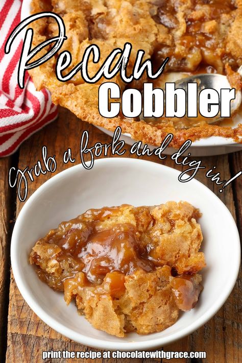 Pecan Pie Cobbler Pecan Pie Cobbler Easy, Dessert Casseroles, Pecan Cobbler Recipe, Easiest Desserts, Pecan Pie Cobbler, Pecan Pie Crust, Pecan Cobbler, Pecan Sticky Buns, Yeast Donuts