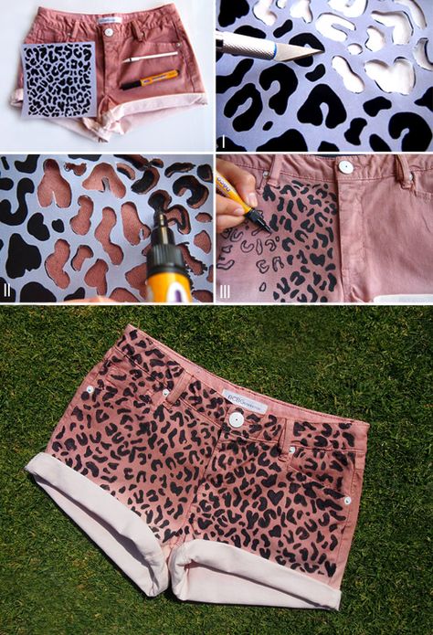 leopard print Cheetah Shorts, Shorts Diy, Diy Clothes Refashion, Astuces Diy, Diy Shorts, Diy Vetement, Leopard Print Shorts, Mötley Crüe, Fashion Project