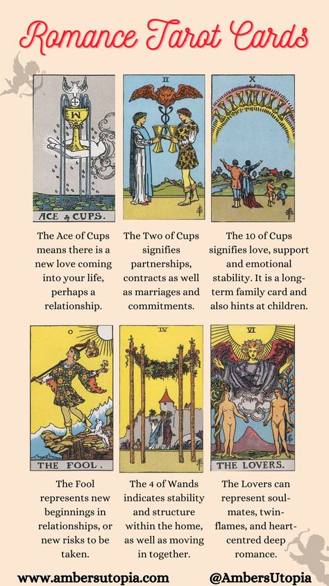 There are a lot of beautiful cards in the tarot that represent romance, relationships, love, soulmates, twin flames, the list goes on. Some cards are very obvious about this, but other cards tend to be more hidden among the 78 cards. Here is a list of tarot card meanings that I personally believe indicate situations or people is relationships, love, soulmates, and more.

#Love #Relationships #TarotLove Tarot Cards For Relationships, Tarot Card Meanings In Love Reading, Soulmate Reading Tarot, Soulmate Tarot Reading, Tarot Card For Love, Love Tarot Meanings, Tarot Cards Love Reading, Tarot About A Person, Tarot Card List