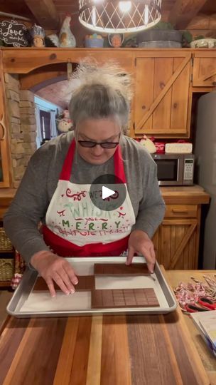 This is one of the most simple candy  recipes you will ever make.
CHOCOLATE PEPPERMINT BARK 
I have so many of my followers say Nan I cannot make candy.... | By Farm Cooking with NanFacebook Candy Cane Sleighs With Candy Bars, Pepermint Bark, Christmas Candy Table, Peppermint Bark Bites, Chocolate Bark Recipes, Chocolate Bark Candy, Cooking With Nan, Peppermint Bark Recipe, Farm Cooking