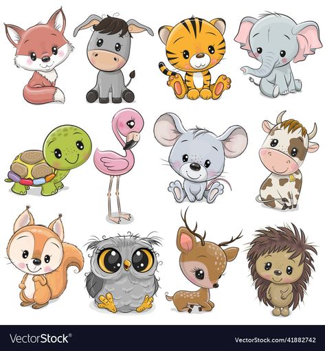 Clothes Stickers, Creative Clips Clipart, Baby Animal Drawings, Cute Cartoon Animals, Animal Clipart, T Shirt Diy, A White Background, Diy Scrapbook, Cartoon Animals