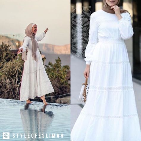 Eslimah (Eileen’s) Closet on Instagram: “Eileen via Instagram on April 7, 2019  1- @annah_hariri | Boho Modest Dress | White | $99  2- @hijab_house | Dove Plain Hijab | Dove |…” Annah Hariri, White Dress Outfit, Maxi Dress White, Modest Dress, April 7, Dress Outfit, White Maxi Dresses, Modest Dresses, Dress White