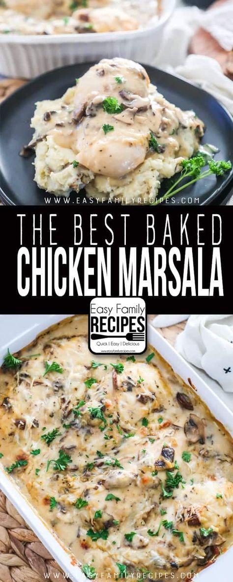 Campbells Chicken Recipes, Baked Chicken Marsala, The Best Baked Chicken, Best Baked Chicken, Double Recipe, Chicken Lombardy Recipes, Chicken Marsala Easy, Cauliflower Risotto, Easy Family Recipes