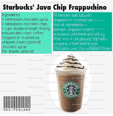 Starbucks Java Chip Frappuccino, Java Chip Frappuccino, Oreo Frappuccino, Starbucks Caramel Frappuccino, Java Chip, Frappuccino Starbucks, Starbucks Secret Menu Recipes, Chip Recipe, Frappe Recipe