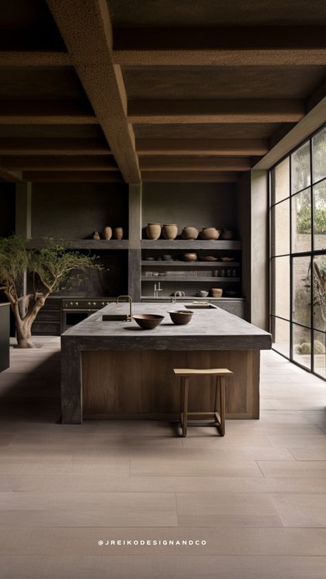 Wabi Sabi Kitchen, Wabi Sabi Design, Wabi Sabi Interior, Japanese Kitchen, Kitchen Concepts, Japanese Interior, Kitchen Inspiration Design, Dream Home Design, Interior Design Kitchen