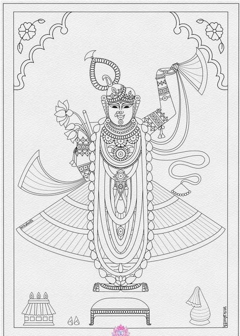 Pichwai Shreenathji Sketch, Shreenathji Painting Easy, Shrinathji Drawing Sketch, Srinathji Drawing, Shrinathji Paintings On Canvas, Shrinathji Sketch, Shreenathji Sketch, Pichwai Sketch, Shreenathji Painting On Canvas