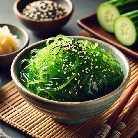 Seaweed Salad with Sesame and Ginger Japanese Wakame Salad, Seaweed Snacks Recipes, Keto Bowls, Japanese Simplicity, Wakame Salad, Bday Dinner, Seaweed Snacks, Food Lunch, Balanced Meals