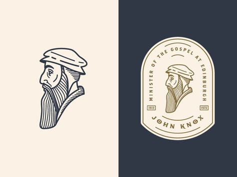 John Knox 3 Greek Inspired Logo Design, Manly Graphic Design, Mens Branding, Man Logo Design, Portrait Logo Design, Peter Voth, Sketch Logo, Logo Design Inspiration Vintage, Illustration Design Graphique