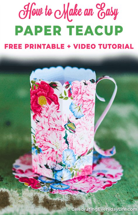 Cricut Tea Party Ideas, Tea Party Favors For Women Diy, Tea Party Gifts Favors, Cricut Party Favors, Wax Paper Lanterns, Free Paper Templates, Wedding Diy Favors, Paper Teacup, Fairy Garden Party Ideas