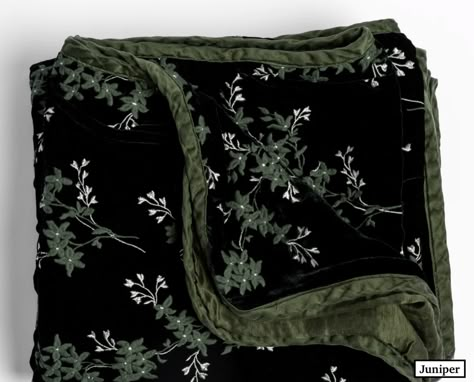 To order Lynette embroidered silk velvet throw by Bella Notte - Juniper / Throw Blanket Wine Machine, Velvet Throw Blanket, Linen Blanket, Dark Home Decor, Bed End, Vintage Chinoiserie, Dark Home, Silk Linen, Velvet Throw