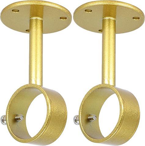 Amazon.com: Meriville Ceiling-Mounted or Wall-Mounted Curtain Rod Brackets, for up to 1 ¼” Diameter Drapery Rods, 2 PCs, Royal Gold : Home & Kitchen French Drapery Rod, Ceiling Curtain Rod, Ceiling Curtains, Curtain Rod Holders, Curtain Rod Hardware, Curtain Rod Brackets, Gold Curtains, Window Curtain Rods, Closet Rod