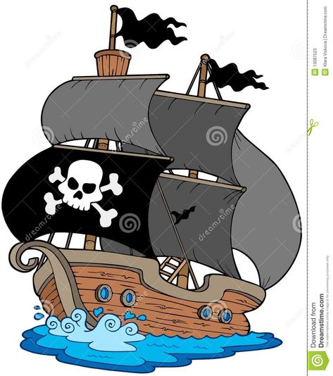 Photo about Pirate sailboat on white background - illustration. . Illustration of boat, ladder, objects - 13087523 Cartoon Pirate Ship, Pirate Clip Art, Pirate Quilt, Pirate Illustration, Ship Silhouette, Pirate Pictures, Boat Theme, Famous Pirates, Pirate Boats