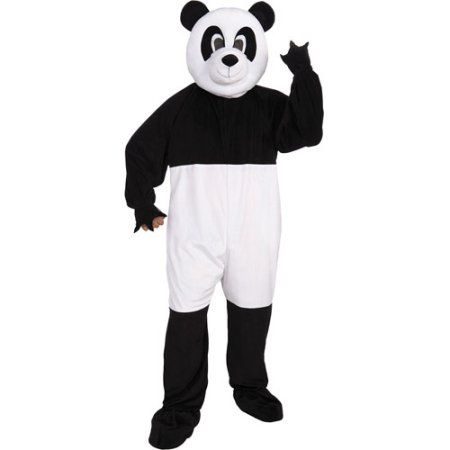 Panda Mascot Adult Halloween Costume - One Size, Men's, Black Panda Costume, Panda Costumes, Unique Costumes, Adult Halloween Costumes, White Bear, Funny Movies, Shoe Covers, School Mascot, Mens Costumes