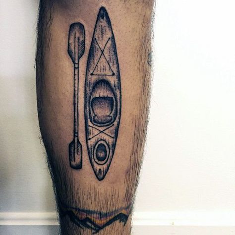 Leg Canoe Tattoo Ideas For Males Kayak Tattoo Ideas Simple, Kayaking Tattoo Ideas, Kayak Tattoos, Canoeing Tattoo, Yak Tattoo, Canoe Tattoo, Kayak Tattoo, Loon Tattoo, Kayak Pictures