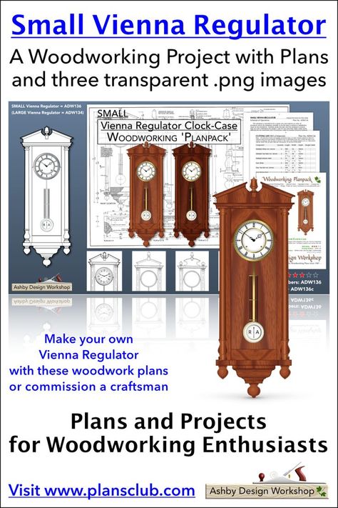 Vienna Regulator Clock Plans (Small) - Woodworking Plans Craftsman Clocks, Woodworking Plans Clocks, Wooden Clock Plans, Regulator Clock, Woodworking Plans Pdf, Clock Repair, Construction Plan, Woodworking Plans Diy, Wooden Clock