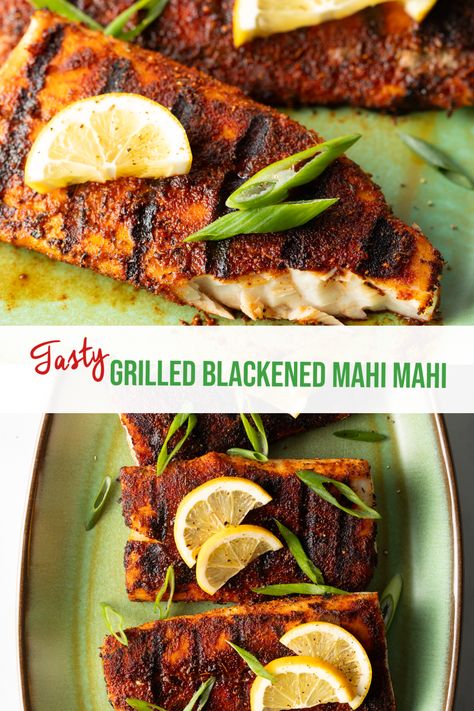 Best Blackened Mahi Mahi - This quick and easy grilled Mahi recipe features our homemade blackening seasoning blend made with brown sugar, dried herbs, smoky paprika, and spicy cayenne pepper. Start to finish dinner is ready to serve in under 20 minutes with your favorite Southern side dishes! | A Spicy Perspective Mahi Recipes, Blackened Mahi Mahi, Mahi Mahi Recipe, Blackening Seasoning, Mahi Mahi Recipes, Christmas Main Dishes, Southern Side Dishes, A Spicy Perspective, Cooking 101