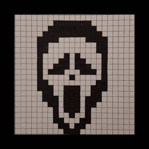 Ghostface Pixel Art, Scream Pixel Art, Perler Bead Pokemon Patterns, Screaming Drawing, Graph Paper Designs, Graph Paper Drawings, Easy Pixel Art, Pixel Art Templates, Pixel Drawing