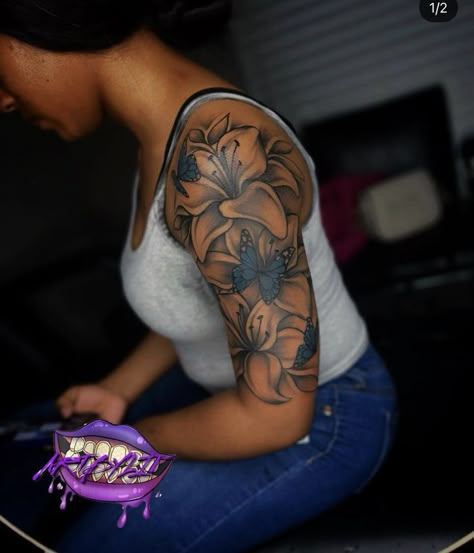 Arm Tattoos For Black Women, Tattoos For Black Women, Tattoo Ideas For Female, Arm Tattoos Black, Arm Sleeve Tattoos For Women, Girl Neck Tattoos, Quarter Sleeve Tattoos, 16 Tattoo, Girl Arm Tattoos