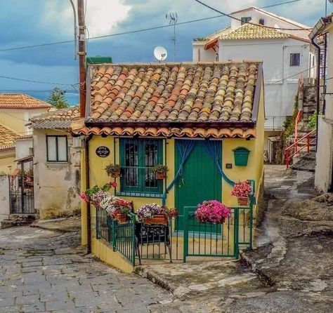 Cute Buildings, Sketching References, Simple Laundry, Laundry Items, White Laundry, Home Decor Idea, Yellow House, White Clothing, Colourful Buildings