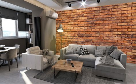 Brick wall living room decor