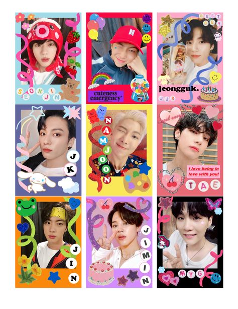 #freetoedit #kpop #bts #namjoon #seokjin #yoongi #hoseok #jimin #taehyung #jungkook #bangtan #polcos #polaroids #cute #kidcore #softcore my edits!!! Polaroid Bts, Bts Tickets, Bts Polaroid, Photo Polaroid, Kpop Diy, Pop Stickers, Bts Namjoon, Jimin Taehyung, Taehyung Jungkook