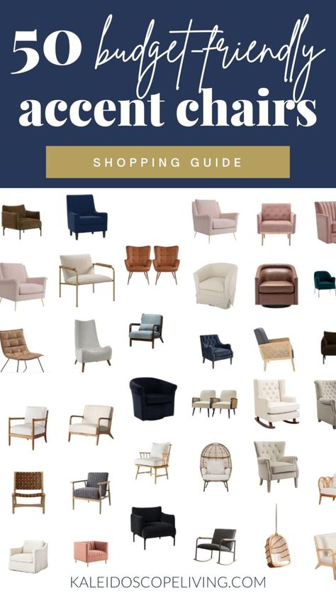 Looking for affordable affordable furniture that is stylish can be frustrating. But I've found the absolute best sources for affordable accent chairs that would be perfect in any living room, family room or bedroom! And they are all under $500--some are well under $500 and are downright cheap! Types Of Chairs, Chic Accent Chairs, Modern Sofa Designs, Living Room Decor Curtains, Corner Sofa Set, Living Room Sofa Design, Affordable Furniture, Accent Chairs For Living Room, Decor Rustic