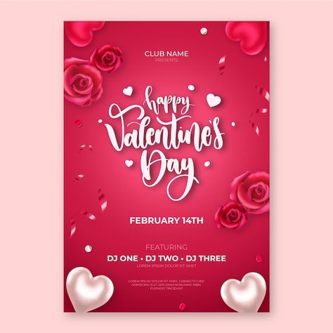 Free vector realistic valentine's day ve... | Free Vector #Freepik #freevector #valentine-poster #valentines-day-poster #valentine-template #valentine-s-day Valentine's Day Illustration, Festival Post, Valentine Poster, Valentines Illustration, Valentines Day Poster, Poster Template Free, Gift Card Design, Facebook Cover Template, Valentine's Week