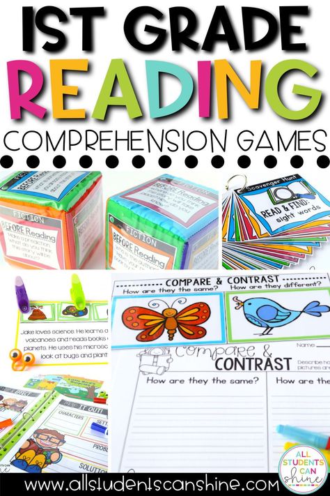 Looking for some 1st grade reading comprehension skills that are fun and hands-on? These reading comprehension activities are perfect for centers or first grade guided reading groups. Hands On Reading Comprehension Activities, Comprehension Centers First Grade, 1st Grade Comprehension Activities, Hands On Reading Activities 1st Grade, Reading Games For 1st Grade, Reading Activities For 1st Grade, Reading Enrichment Activities 1st Grade, 1st Grade Language Arts Activities, Reading Comprehension Activities 1st