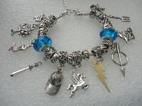 Bead Charm Bracelet  Percy Jackson Themed от LunaSparksBoutique Poseidons Trident, Celestial Bronze, Percy Jackson Jewelry, Percy Jackson Outfits, Beaded Bangles, Fandom Jewelry, Bead Bangles, Bead Charm Bracelet, Charm Bangle