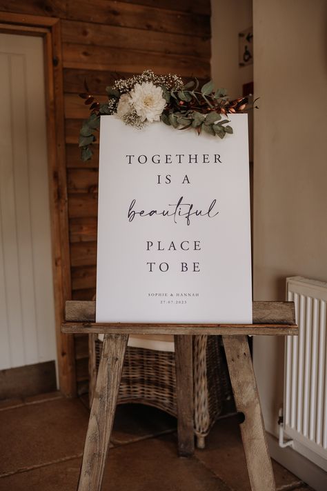 Make a stunning first impression on your wedding day with our custom-designed wedding welcome sign. This elegant piece serves as a beautiful introduction to your celebration, setting the tone for a day filled with love and joy. 🌿 Features: A white background with soft black font. Personalised with your names and wedding date High-quality craftsmanship for a timeless look Choose from various design styles to match your theme Sturdy and durable materials for indoor or outdoor use PLEASE NOTE: Easel not included. 💖 Matching Items: In need of more stationery? We can create any matching, custom items that you need for your big day! 🛠️ How It Works: Place your order. - Provide us with your names, wedding date, venue and any design preferences. - Receive a digital proof for your approval withi Wedding Sign Ideas Entrance, Floral Welcome Sign Wedding, Wedding Welcome Sign Sayings, Welcome To Our Forever Wedding Sign, Wedding Easel Sign, Welcome To The Wedding Sign, Wedding Ceremony Sign, Wedding Ceremony Welcome Sign, Wedding Boards