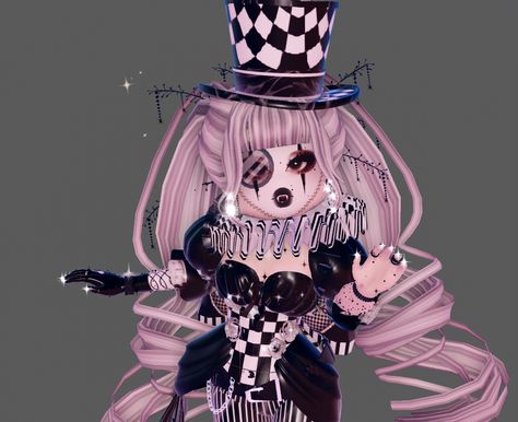 Black And White Outfit Royale High, Royale High Black And White Outfits, Black And White Royale High, Black And White Royale High Outfits, Royale High Outfits Ideas Halloween, Incognito Royale High, Rh Hat Combos, Clown Royale High, Royalween Outfit Ideas