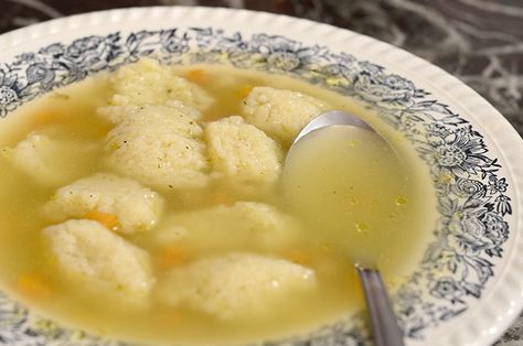 Matzah Ball Soup Recipe, Egg Dumplings, Matzah Ball, Jewish Cuisine, Macedonian Food, Matzo Ball Soup, Jewish Learning, Homemade Dumplings, Dumplings For Soup