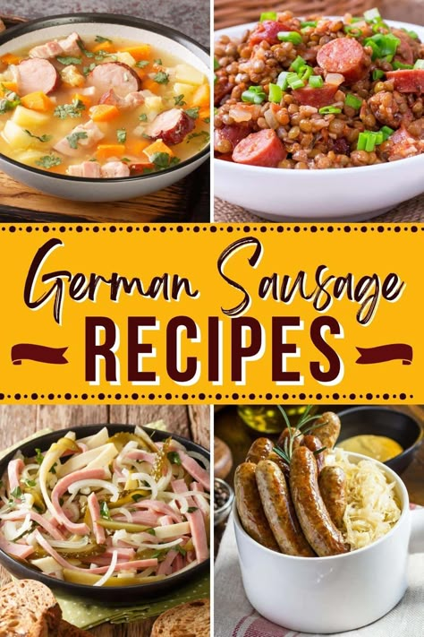 German Sausage Crockpot Recipes, Authentic German Bratwurst Recipes, German Brats Recipes, German Crockpot Meals, Recipes Using Leftover Brats, German Sausages Types, Octoberfest Sausage Recipes, Recipes With German Sausage, Oktoberfest Sausage Recipes