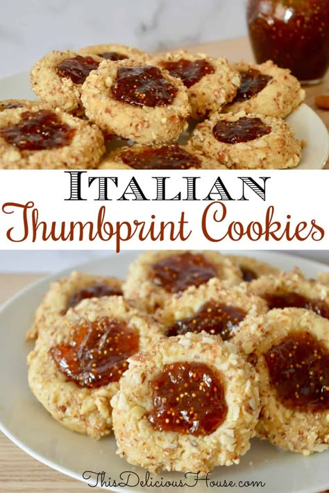 Cookies With Jam, Homemade Fig Jam, Thumbprint Cookie, Jam Thumbprint Cookies, Fig Spread, Cookie Recipes Oatmeal Raisin, Biscuits Diététiques, Italian Cookie Recipes, Thumbprint Cookies Recipe