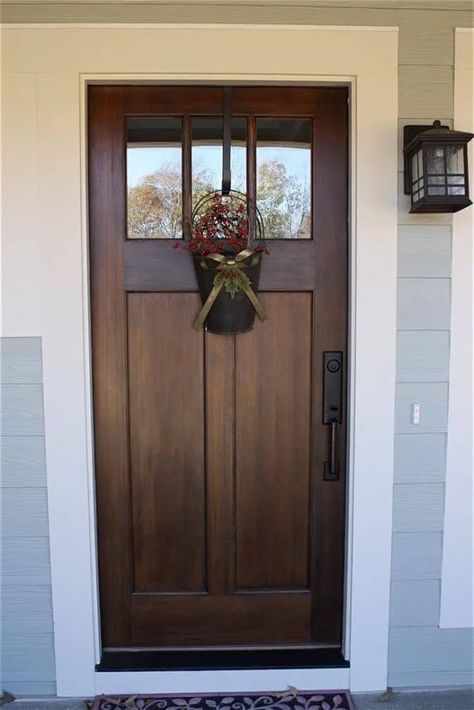 Front Door Entrance Decor, Craftsman Front Door, Craftsman Front Doors, Best Front Door Colors, Unique Front Doors, Best Front Doors, Front Door Paint Colors, Farmhouse Front Door, Door Paint Colors