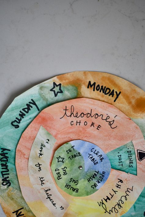 Chore Wheel For Family, Waldorf Education Homeschooling, Chore Wheel, Waldorf Rhythm, Ivy School, Family Chores, Waldorf Teaching, Daily Rhythm, Baby Otter