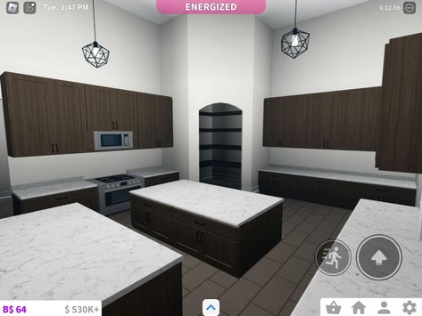 bloxburg small house layouts Bloxburg Condo Ideas, Bloxburg House Layouts Black Family, Modern Kitchen Bloxburg, Kitchen Bloxburg Ideas, Family House Layout, Roblox Decor, Apartment Blueprints, Big Kitchen Ideas, Realistic Kitchen