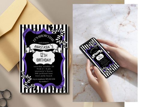 It’s spooky season, our favorite season of the year. This is our take on a beetlejuice inspired invite, perfect for a teen birthday party (or adult Halloween party who are we kidding). Shop link in bio👆🏼#halloweenparty #beetlejuice #itsshowtime Beetlejuice Invitations, Teen Birthday Party, Adult Halloween Party, Birthday Party For Teens, Teen Birthday, 12th Birthday, Seasons Of The Year, Favorite Season, A Teen