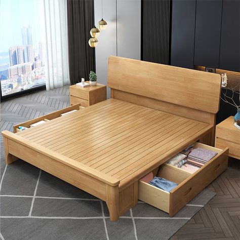 Gorgeous & Attractive Wooden Bed Side Table Design In 2023 For Room | Cool Ideas | Home Decor Ideas Tbilisi Apartment, Room Cool Ideas, Wooden Bed Side Table, Bed Side Table Design, Wooden Bed With Storage, Bed Without Headboard, Bed Without Storage, Low Bed Frame, Storage Bed Queen