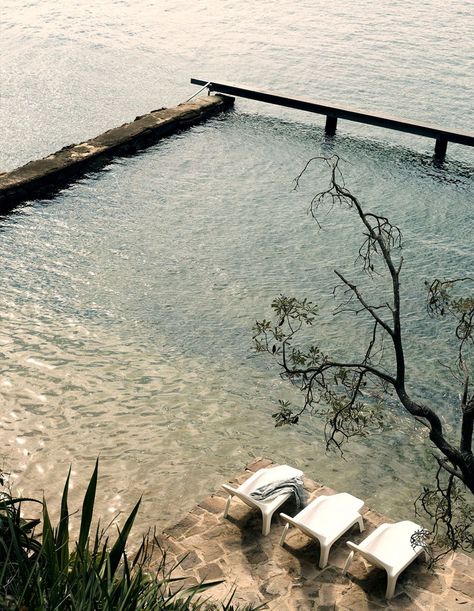 lake with chairs Fisher Island Miami, Japanese Inspired Home, Waterfront House, Boat Shed, Houseboat, Waterfront Homes, Through The Window, Island Home, Dream On