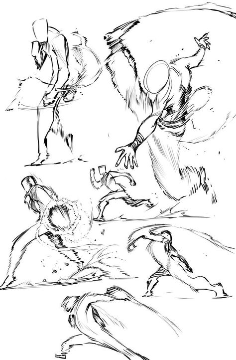 Dodging Reference Drawing, How To Draw Action Scenes, Working Out Reference Pose, Male Hip Reference, Fast Movement Drawing, Dynamic Manga Poses, Dynamic Combat Poses Reference, Effects Drawing Reference, Anime Kicking Pose