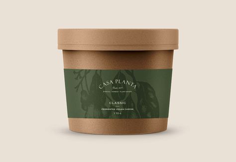 Branding services - Casa Planta - vegan cheese packaging - Cocoskies | Illustration, design & travel blog Cheese Branding, Bakery Packaging Design, Biscuits Packaging, Cheese Packaging, Cheese Brands, Ice Cream Packaging, Paper Bag Design, Ice Cream Tubs, Dessert Packaging