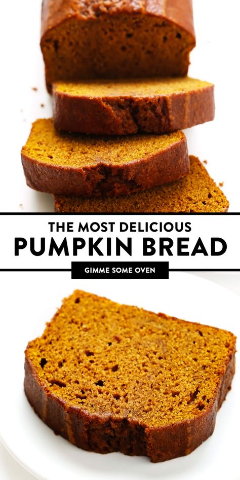 Pumpkin Bread Recipe Moist, Pumpkin Bread Recipe Easy, Best Pumpkin Bread Recipe, Bread Pumpkin, Pumpkin Bread Easy, Moist Pumpkin Bread, Pumpkin Loaf, Gimme Some Oven, Pumpkin Bread Recipe