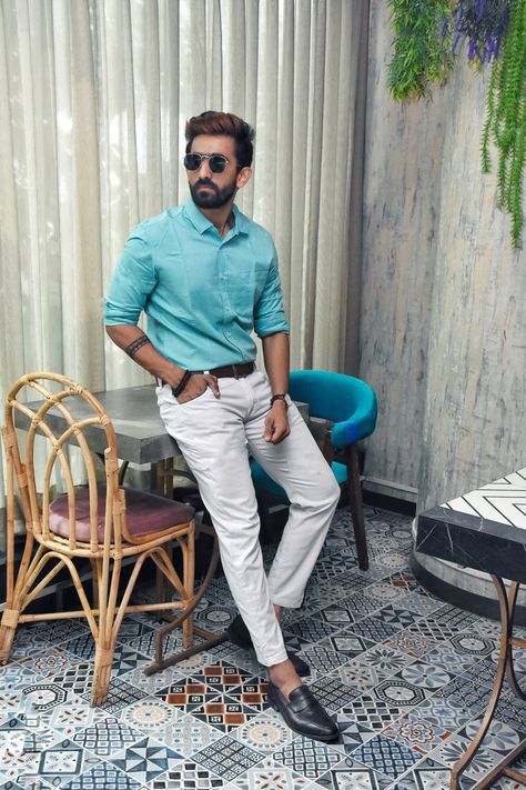 Turquoise Shirt Outfit Men, Mint Shirt Outfit Men, Mint Green Shirt Outfit Men, Turquoise Shirt Outfit, Green Shirt Outfits, Mint Green Shirts, Shirt Styling, Turquoise Shirt, Shirt Outfit Men