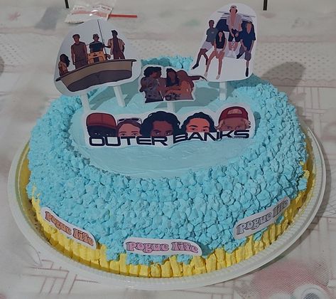 Jj Maybank Birthday Cake, Bank Cake Ideas, Outer Banks Birthday Cake, Outer Banks Cake, Crazy Birthday Cakes, Obx Stuff, 14th Birthday Cakes, Teen Cakes, Tropical Birthday Party